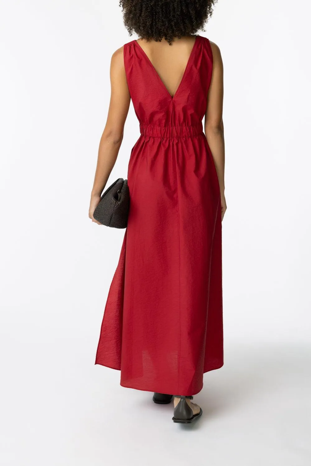 Monili Shoulder Maxi Dress - Red