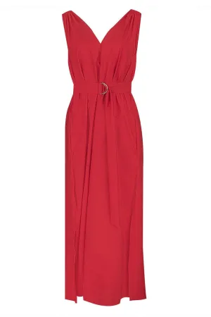Monili Shoulder Maxi Dress - Red