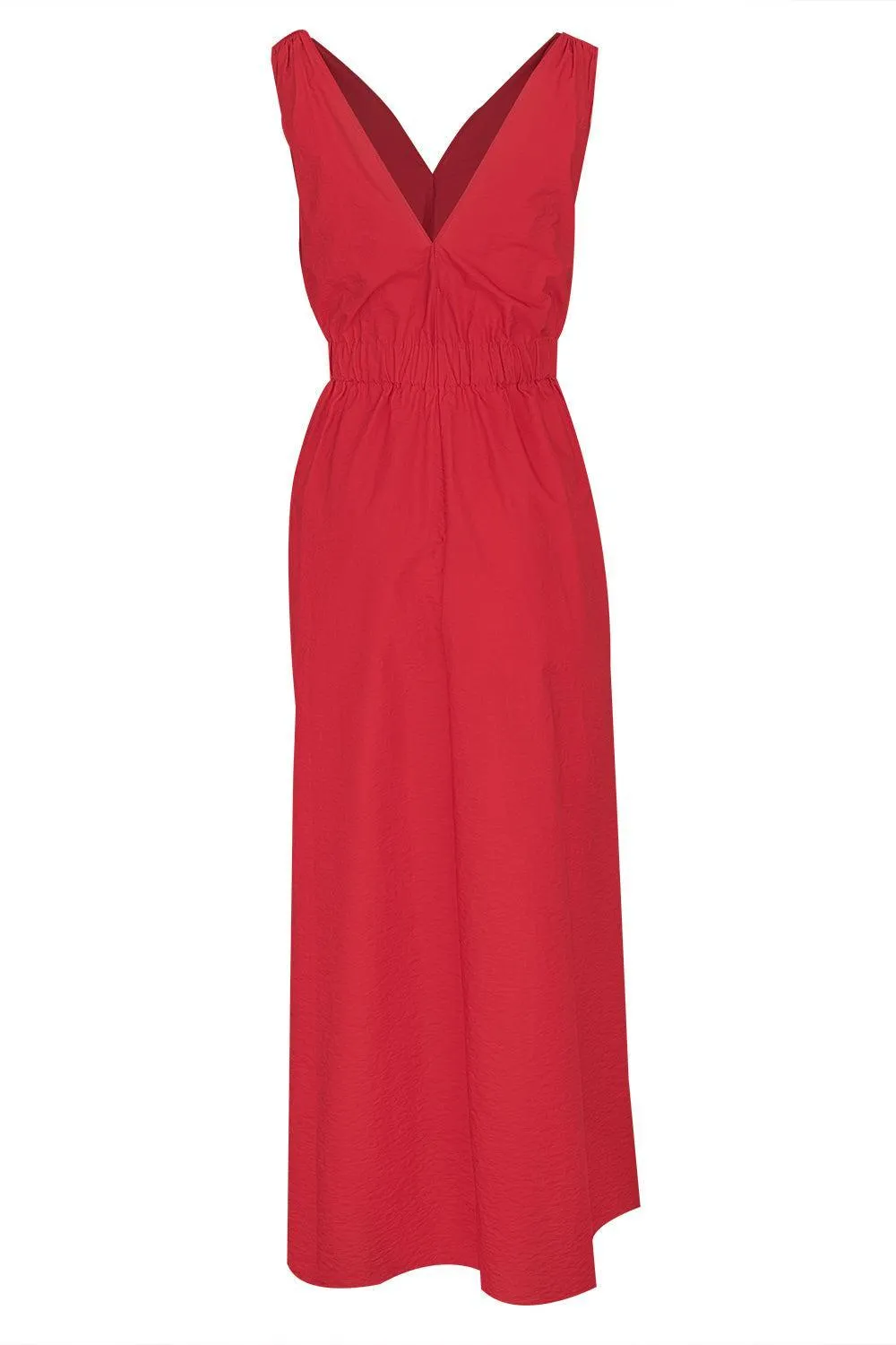 Monili Shoulder Maxi Dress - Red