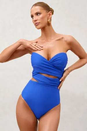 Oyster | Blue Wrapped Bandeau Swimsuit Club L London
