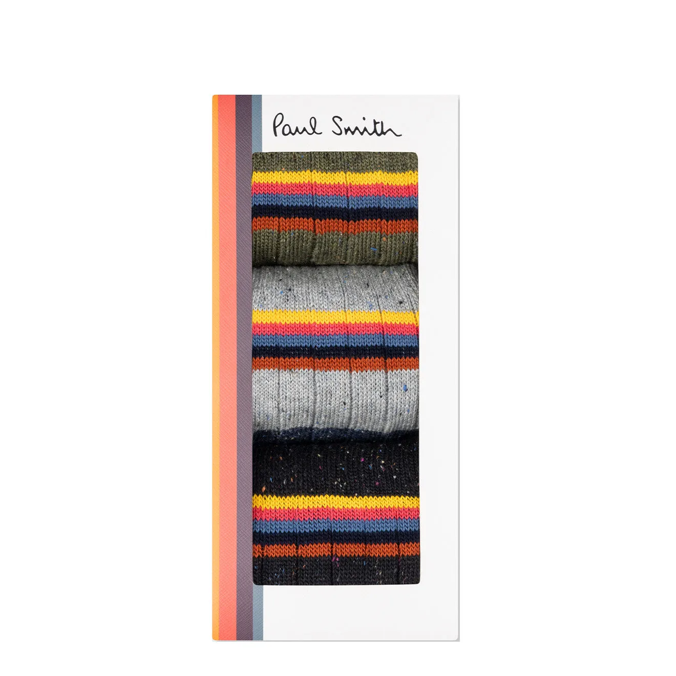 Paul Smith Stripe Ribbed Socks Three Pack Multi