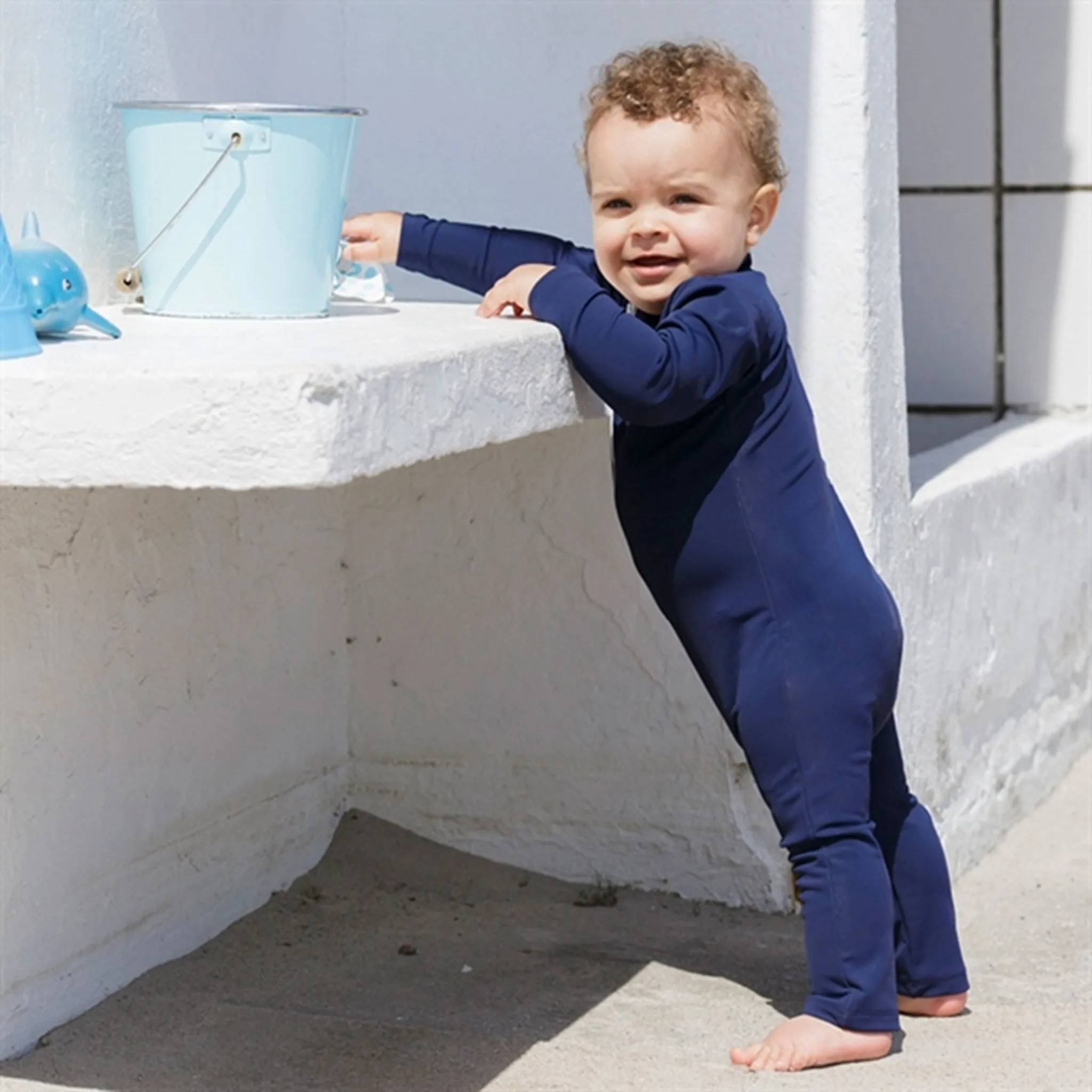 Petit Crabe Blue Lou Star Sunsuit with Zipper