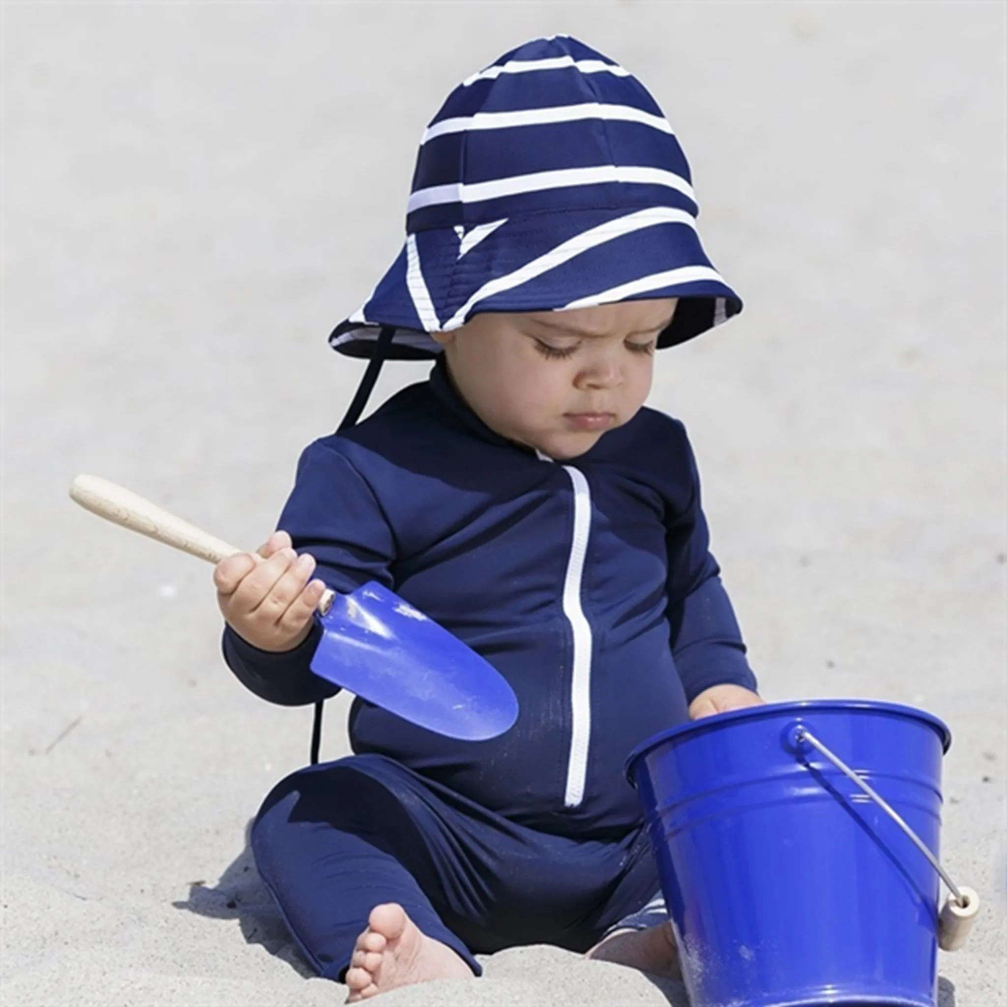 Petit Crabe Blue Lou Star Sunsuit with Zipper