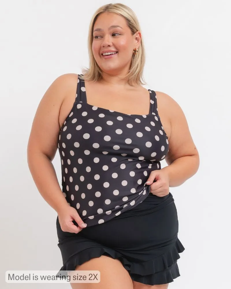 Retro Dot Square Neck Tankini Top