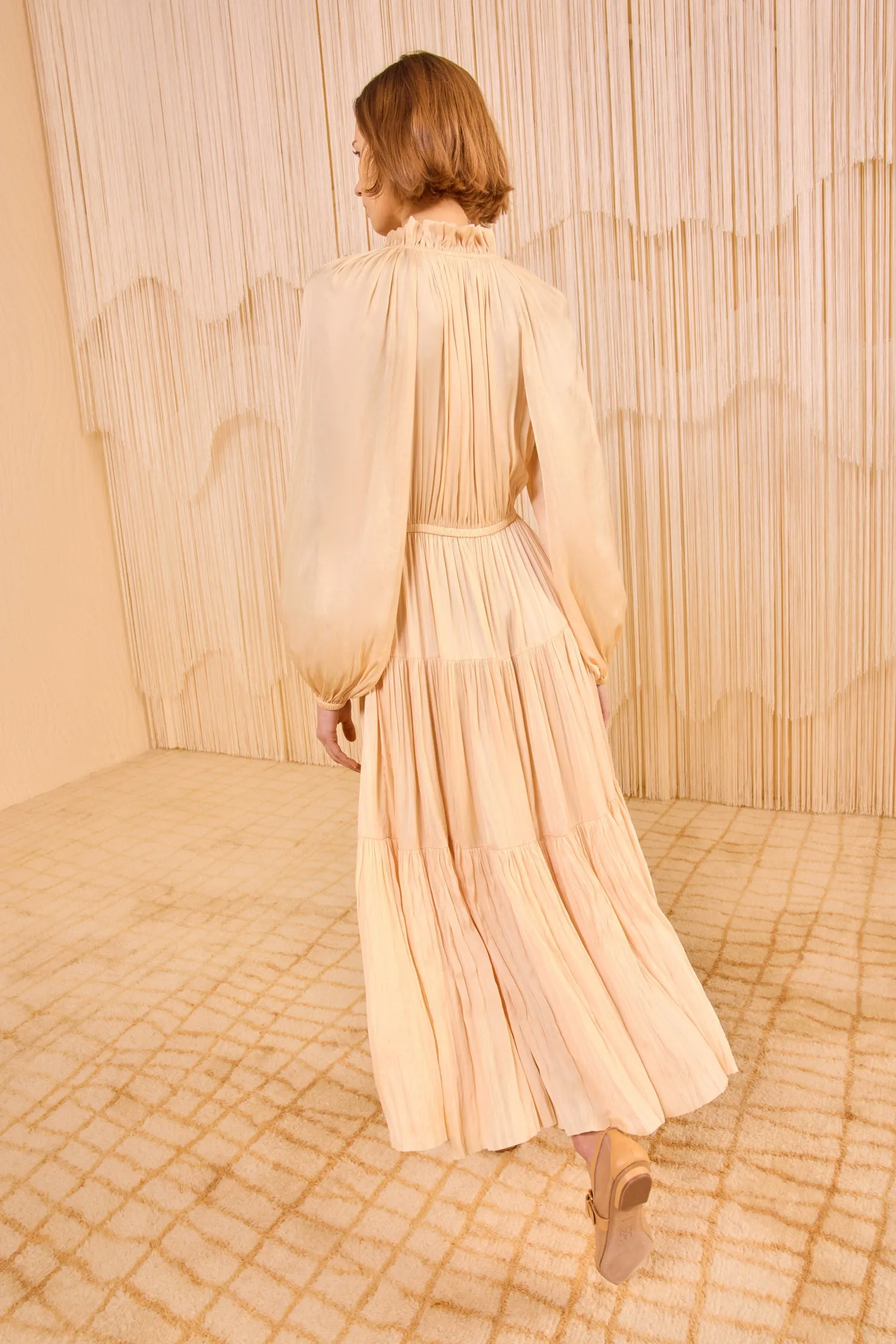 Riley Long Sleeve Midi Dress - Pearlescent Ulla Johnson