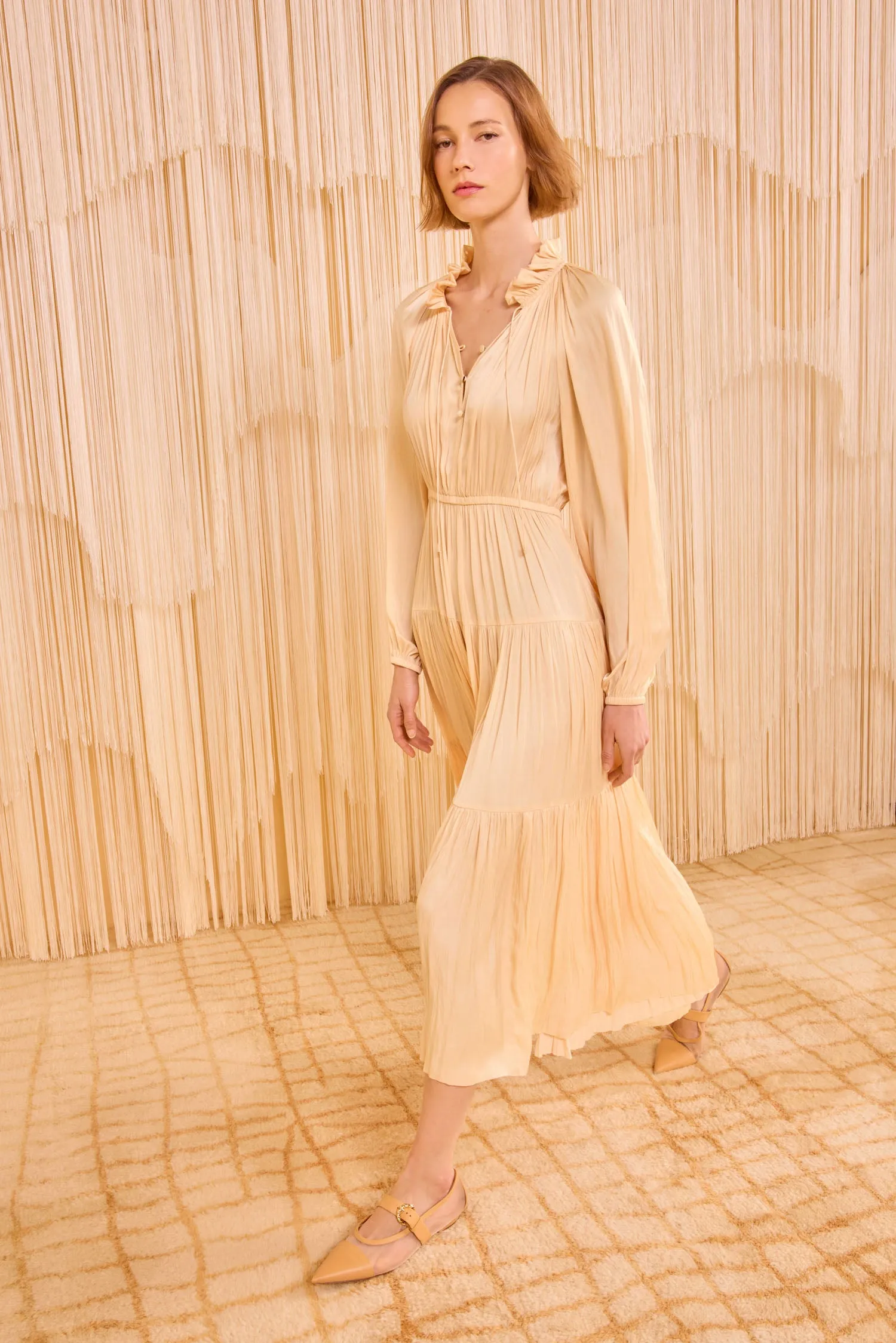 Riley Long Sleeve Midi Dress - Pearlescent Ulla Johnson