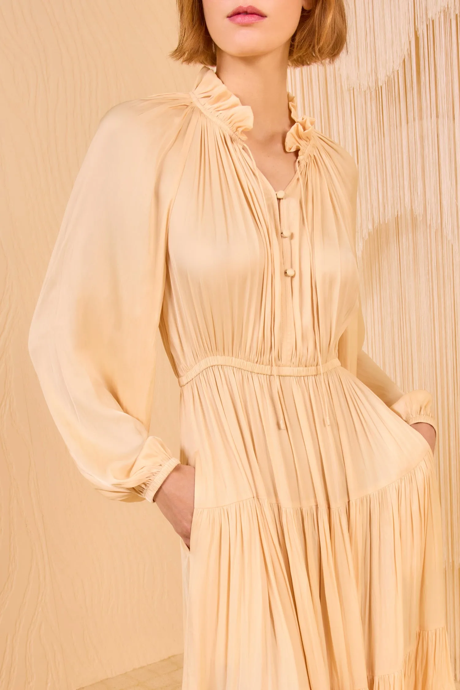 Riley Long Sleeve Midi Dress - Pearlescent Ulla Johnson