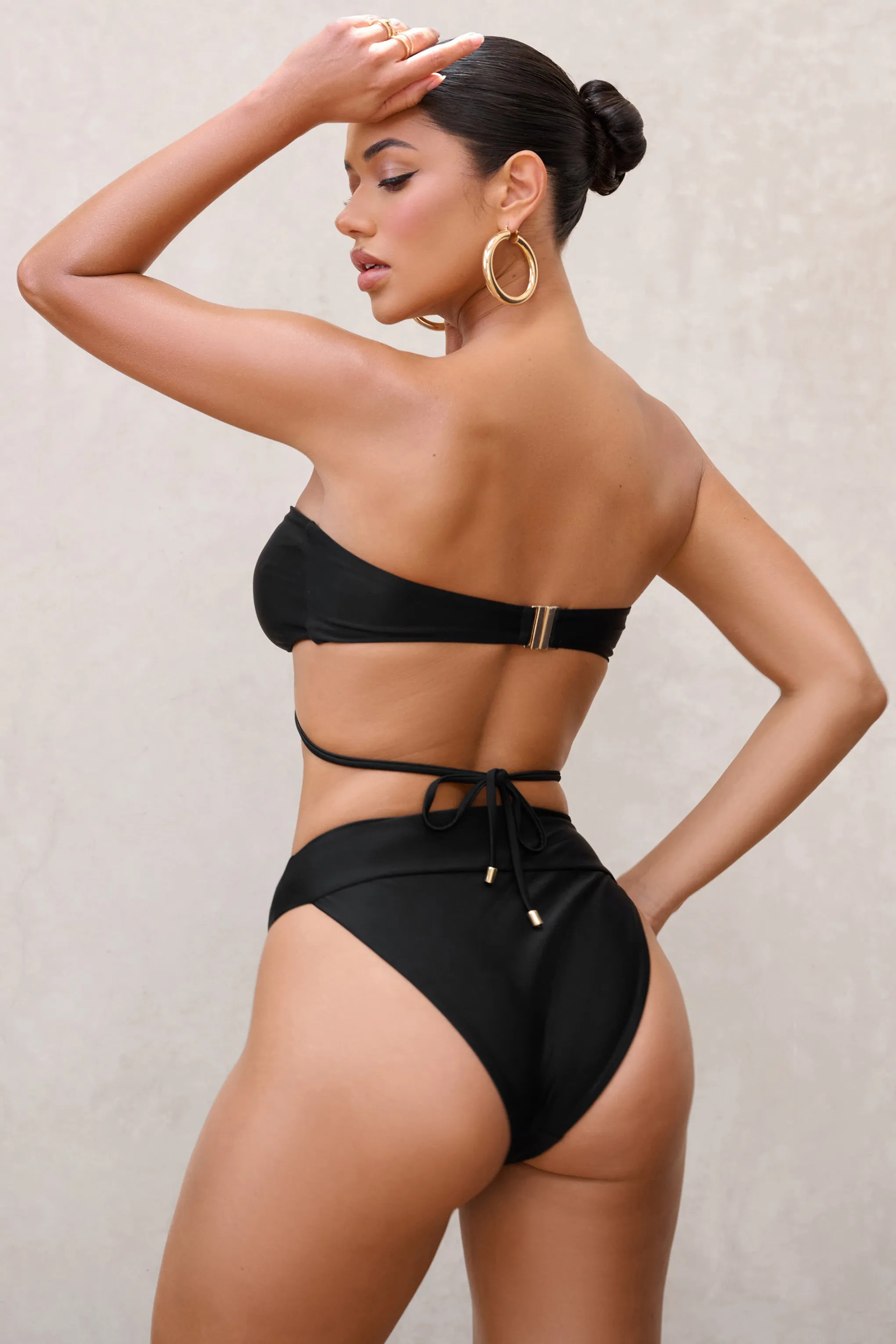 Rises | Black High Waisted Bikini Bottoms Club L London
