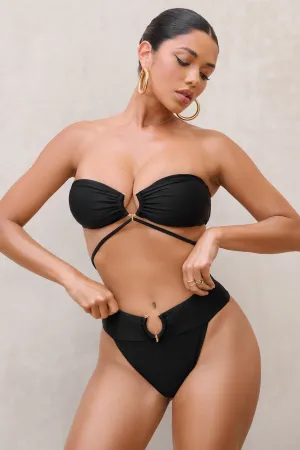 Rises | Black High Waisted Bikini Bottoms Club L London