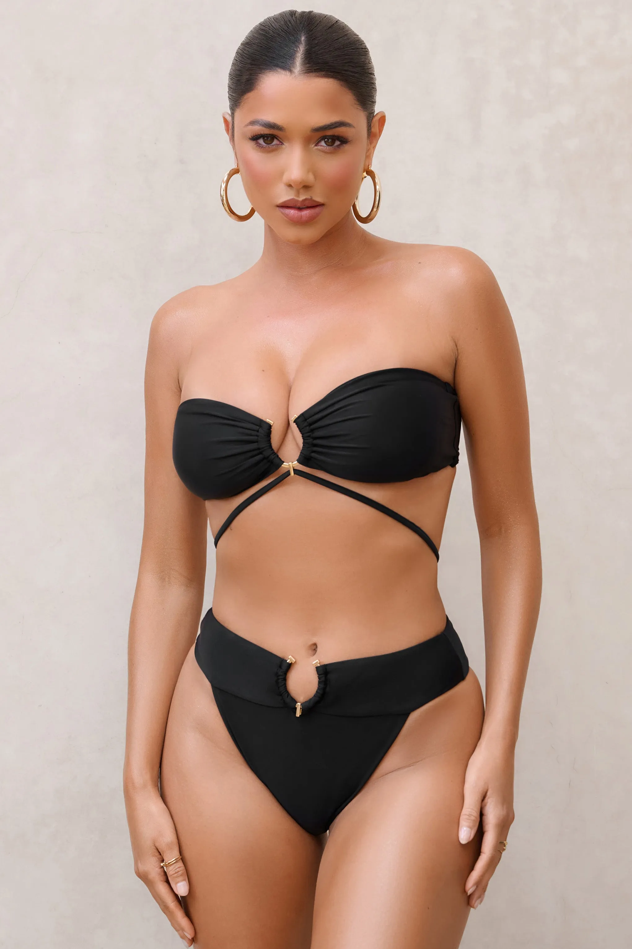 Rises | Black High Waisted Bikini Bottoms Club L London