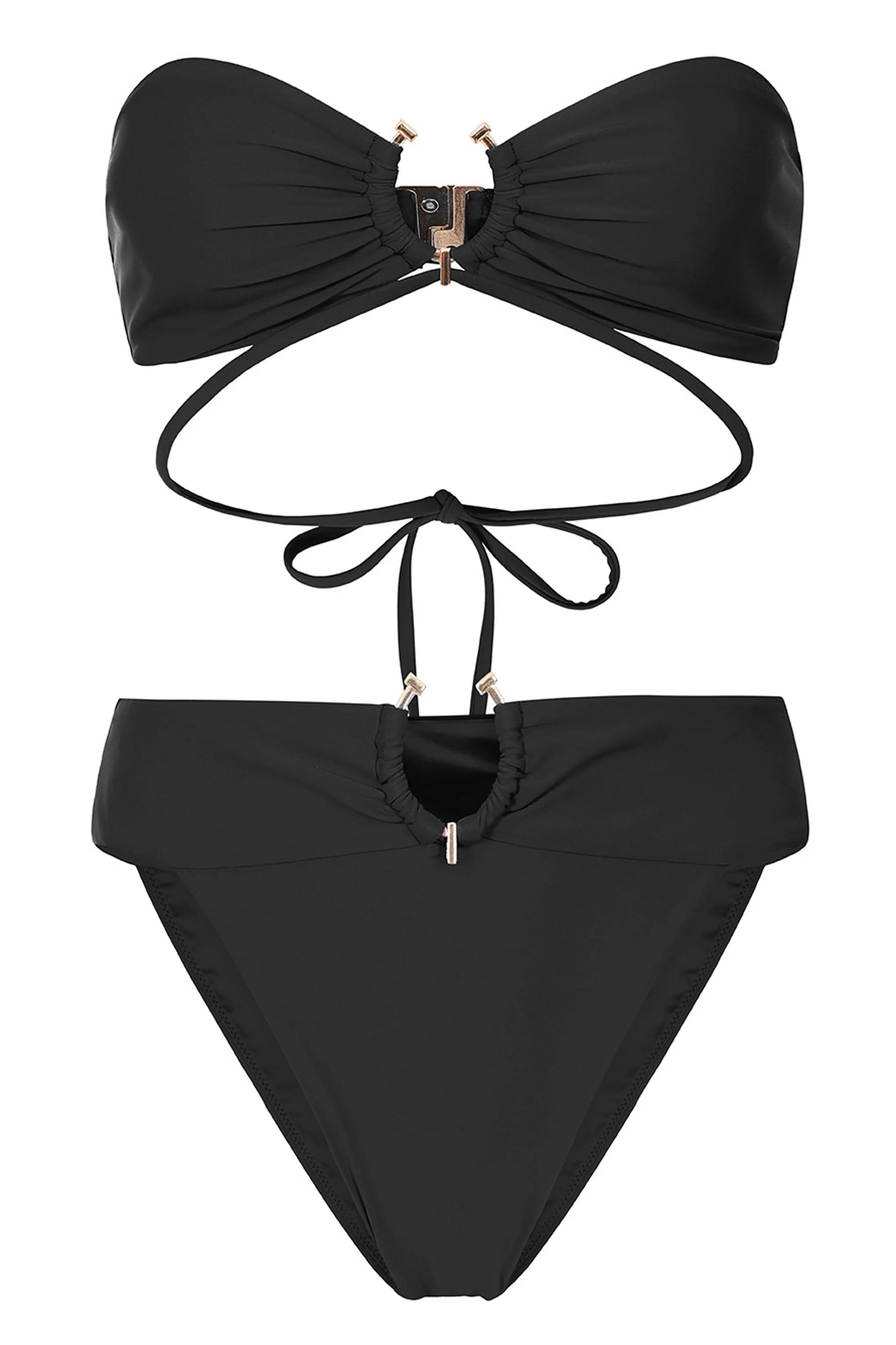 Rises | Black High Waisted Bikini Bottoms Club L London