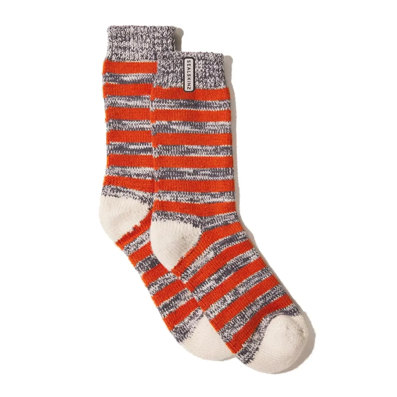 Sealskinz Banham Bamboo Striped Sock Orange / Grey / Cream