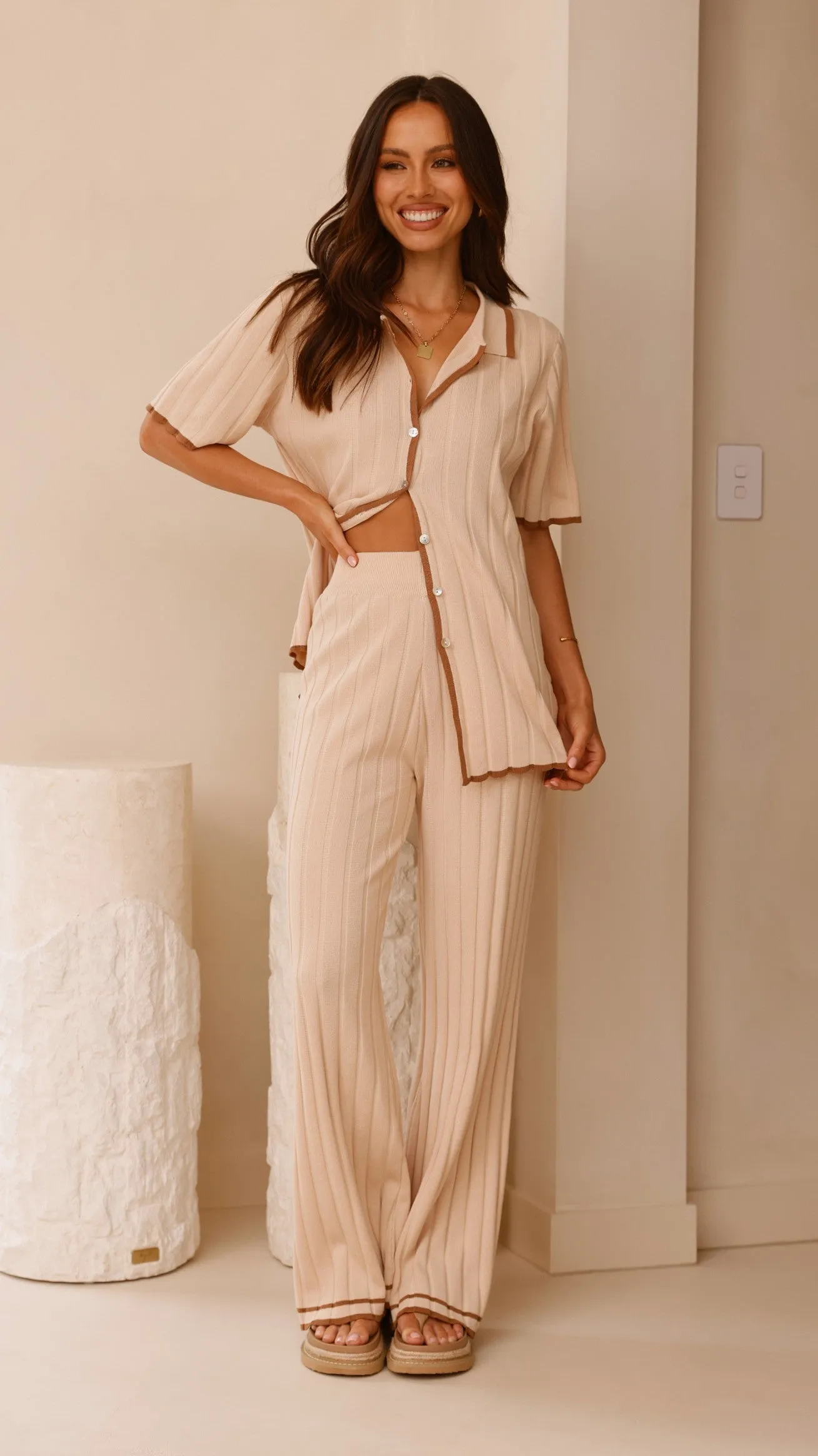 Shaylie Button Up Shirt - Beige Billy J