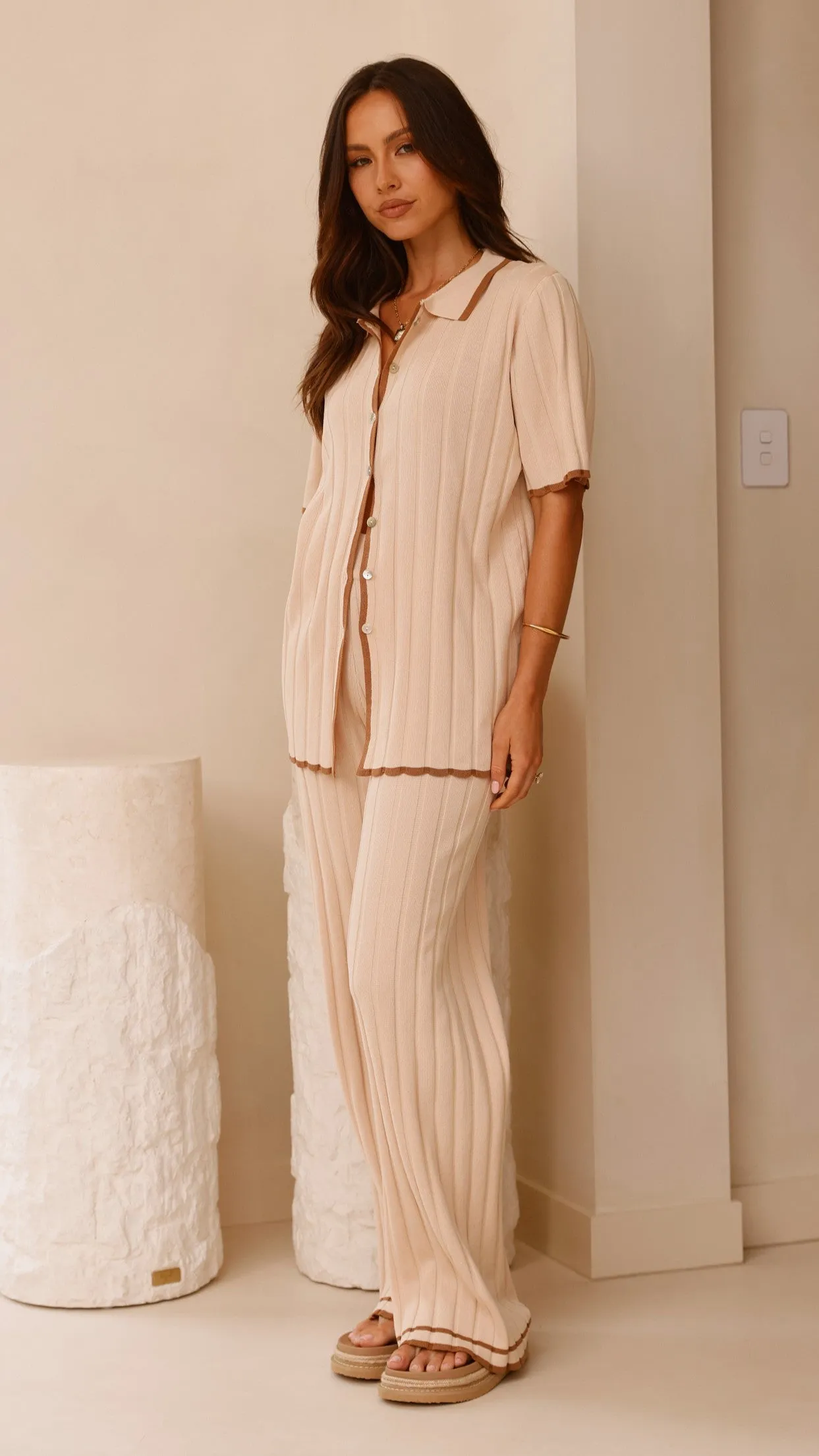 Shaylie Button Up Shirt - Beige Billy J