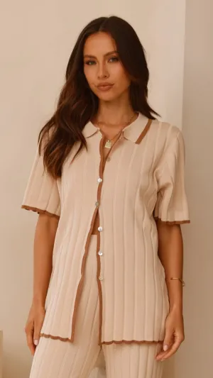 Shaylie Button Up Shirt - Beige Billy J