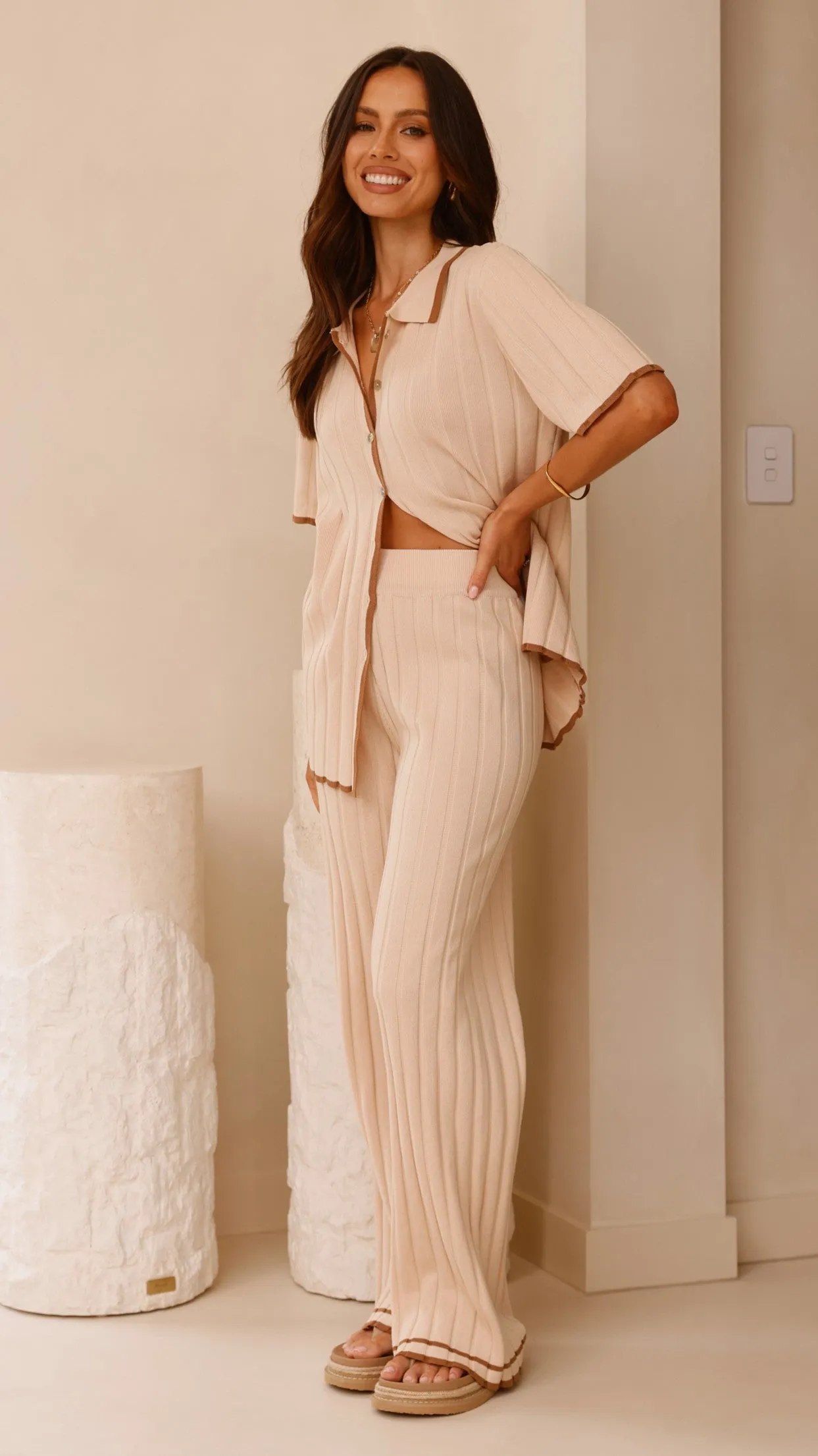 Shaylie Button Up Shirt - Beige Billy J