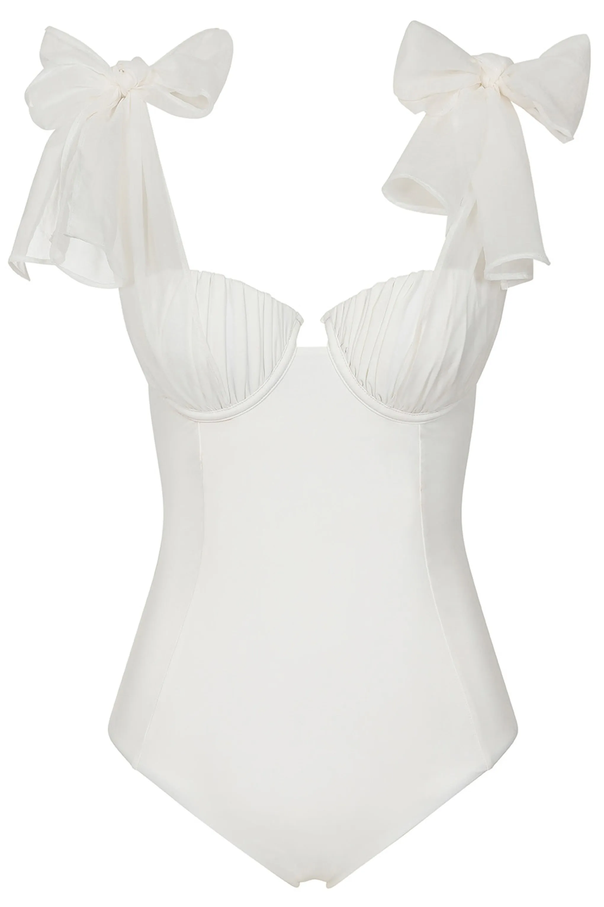 Sheer Bliss | White Swimsuit With Organza Bows Club L London