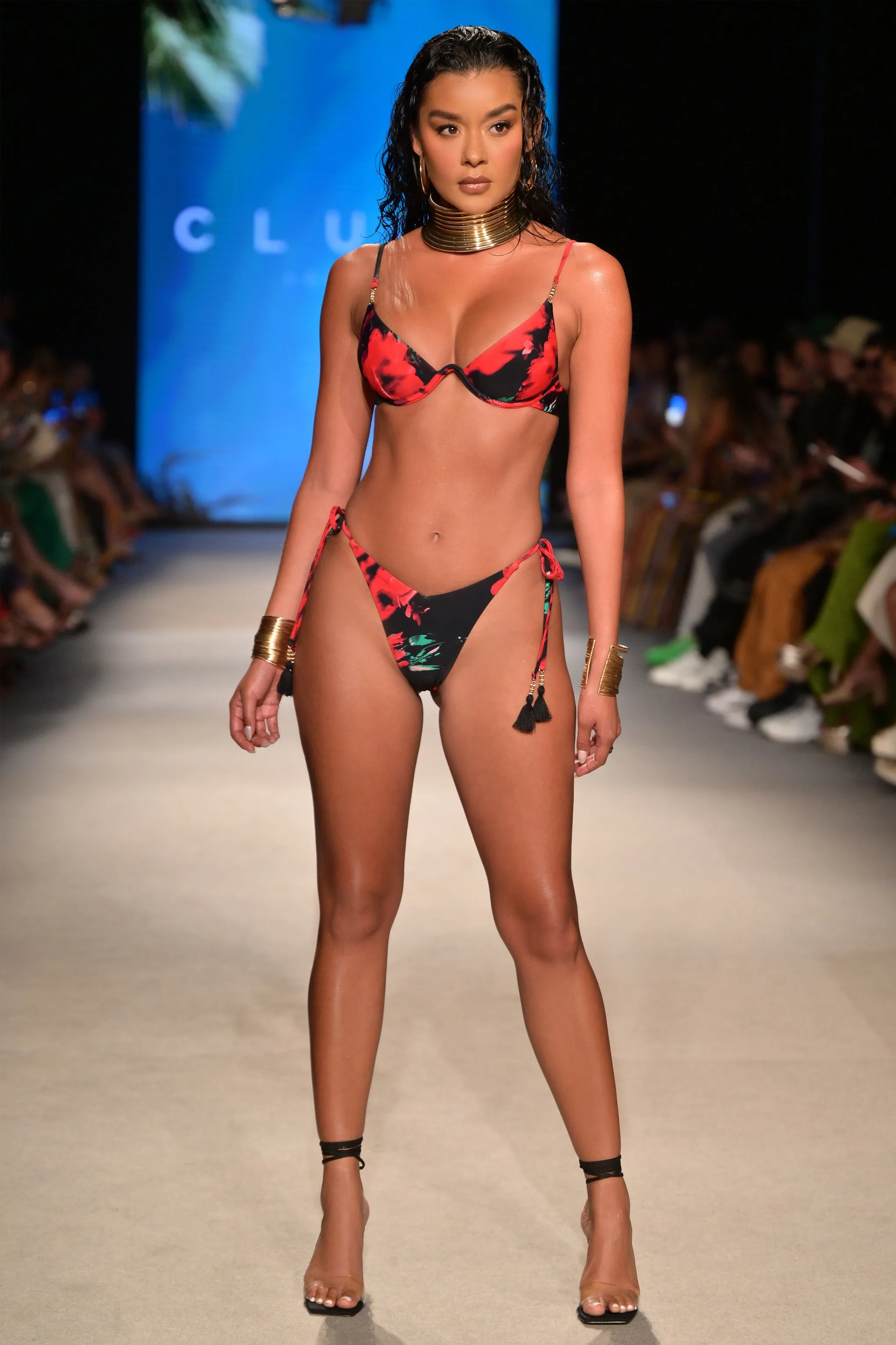 Sweep | Multi Print Beaded String Bikini Bottoms Club L London