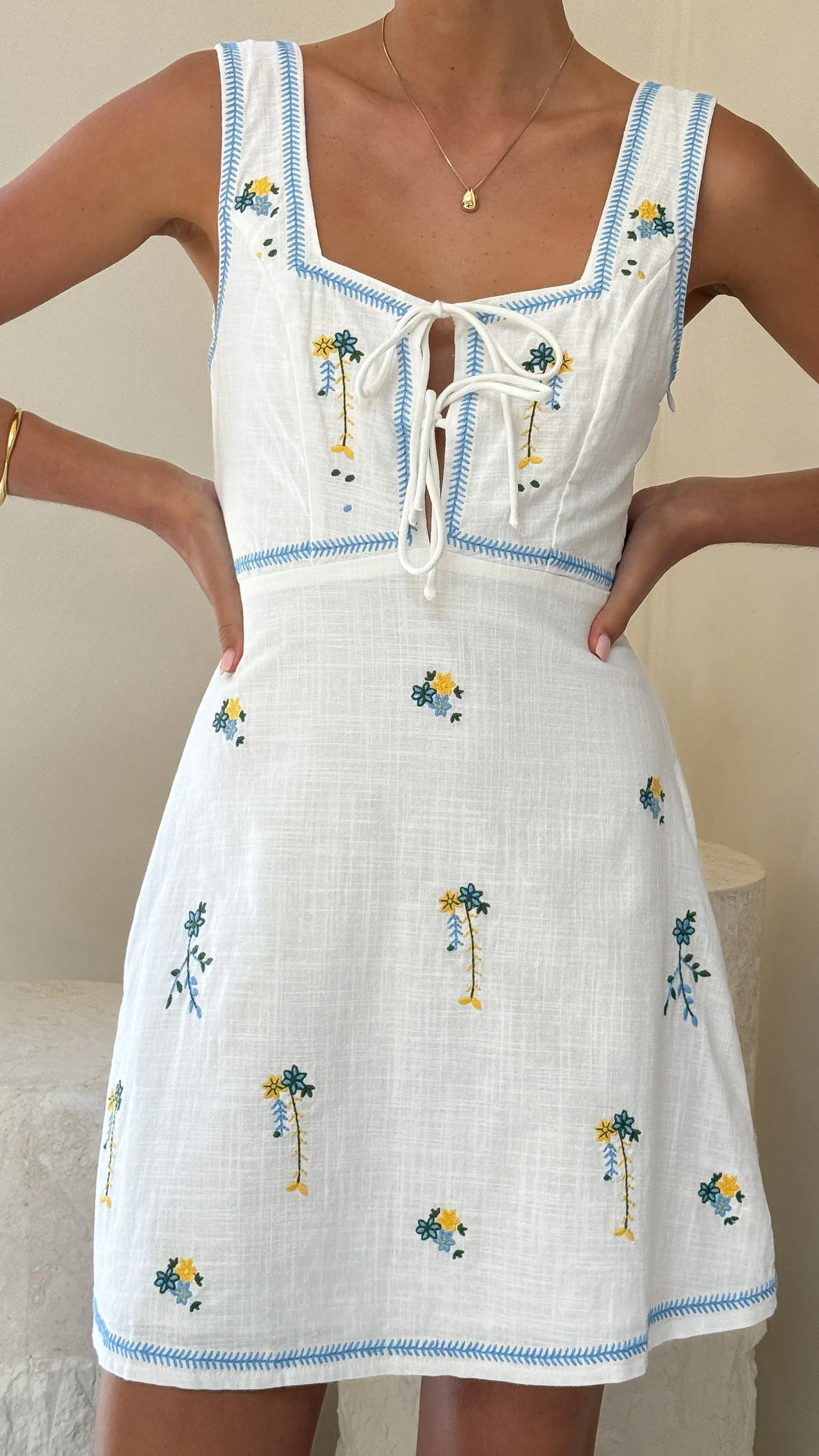 Tamara Mini Dress - Blue Floral Billy J