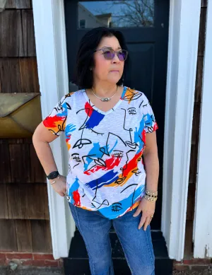 Tango Mango Abstract Faces Tee