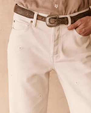 The Embroidered Daisy Wayne Jean.. -- Natural with Embroidered Daisies The Great