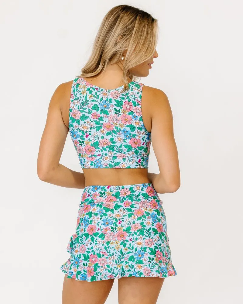 Trellis Floral Knotted Crop Top