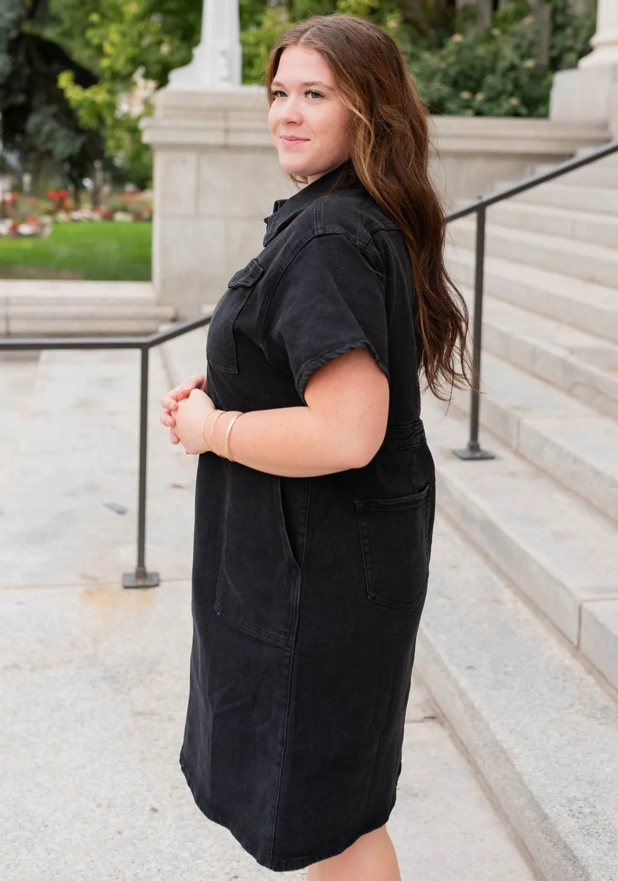 Vienna Black Denim Zipper Dress