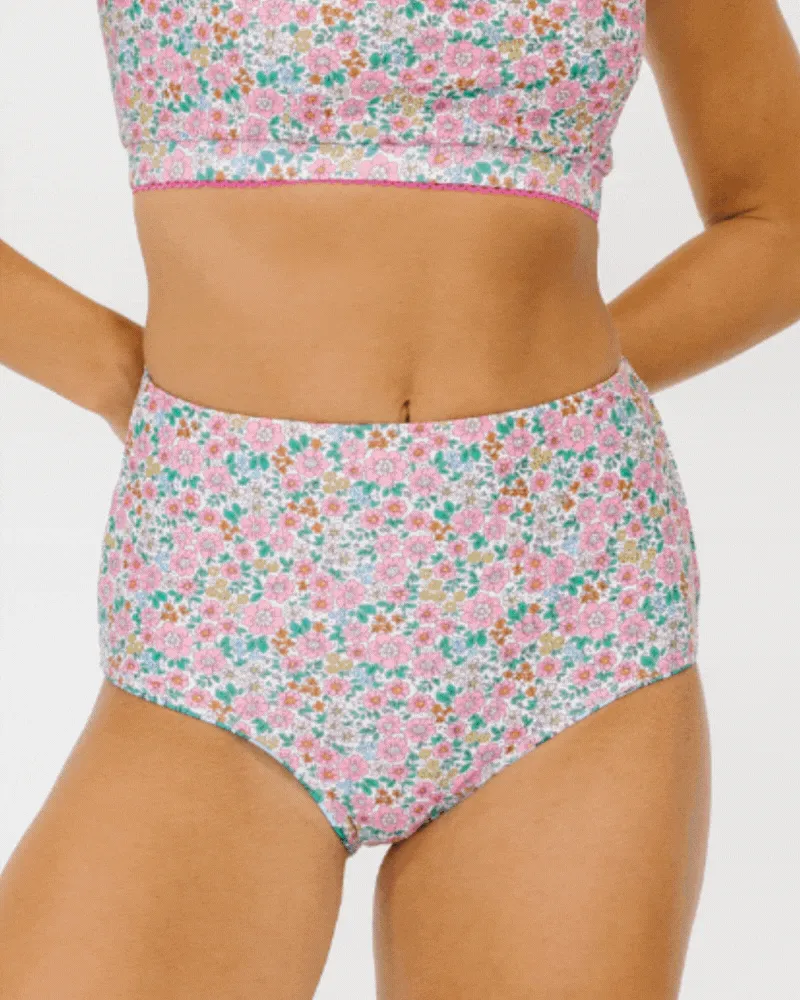 Whimsy Floral / Trellis Floral Reversible Ultra High-Waist Bottom