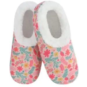 Women's Classic Cozy Snoozies Flowers and Green Ferns on Pink