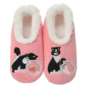 Women's Simply Pairables Cozy Snoozies Pink Cat with Fishbowl
